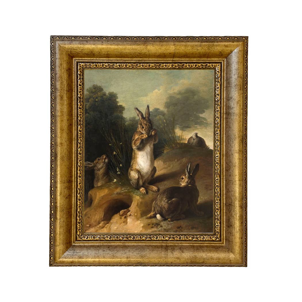 Rabbits in the Landscape Framed Canvas Art