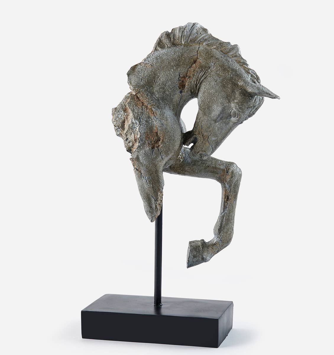 Weathered Horse Sculpture on Stand