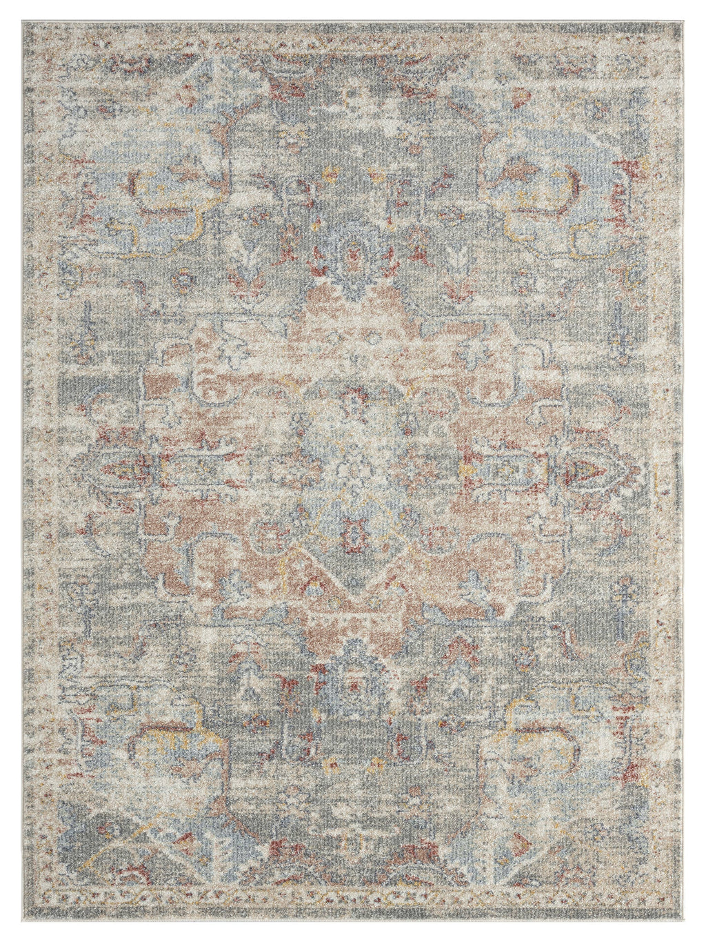 Vintage Cream and Grey Traditional Area Rug