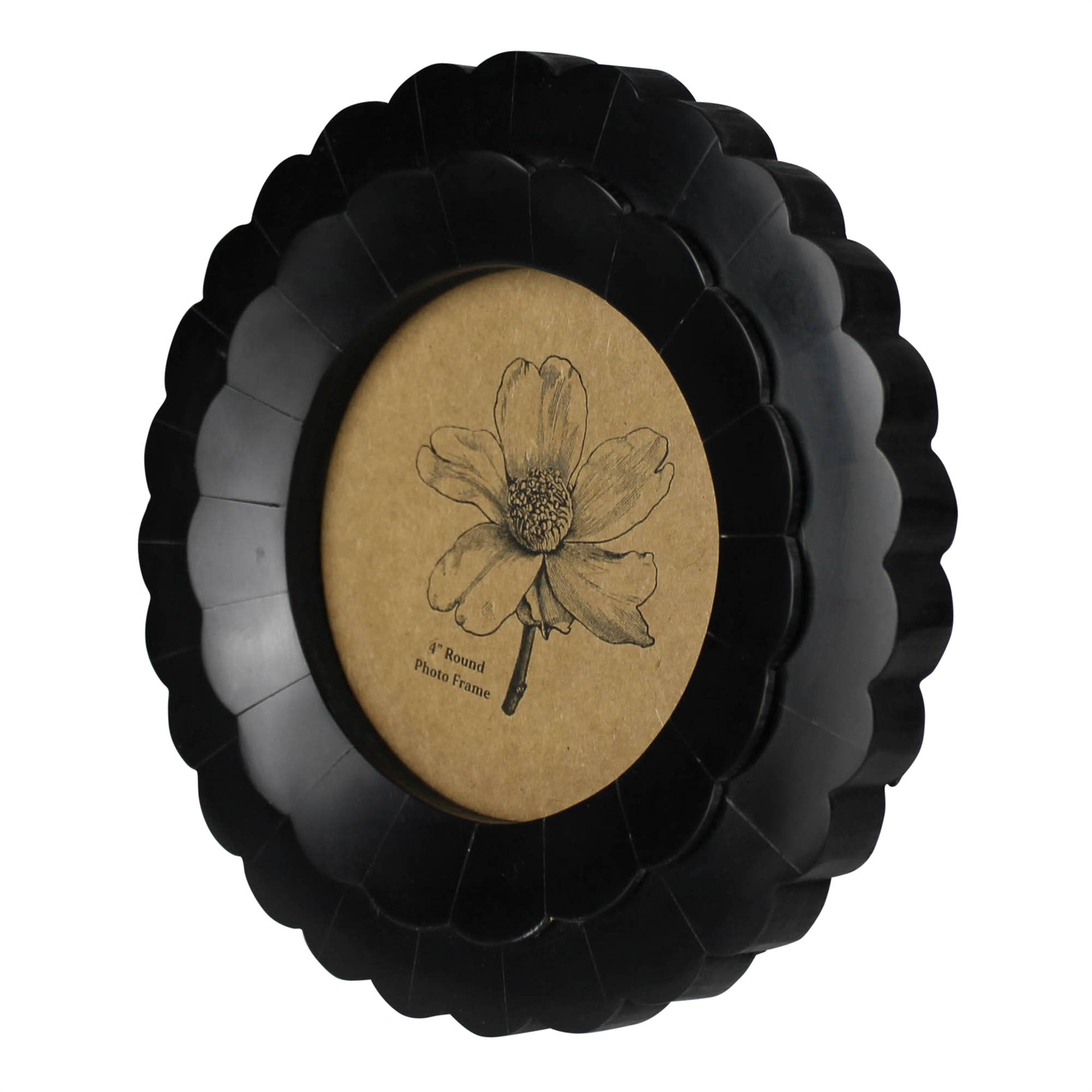 Petal Round Frame — Black Resin