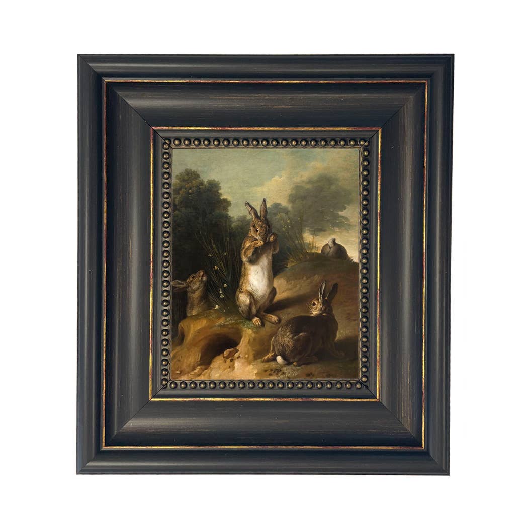 Rabbits in the Landscape Framed Canvas Art