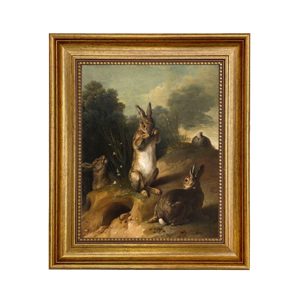 Rabbits in the Landscape Framed Canvas Art