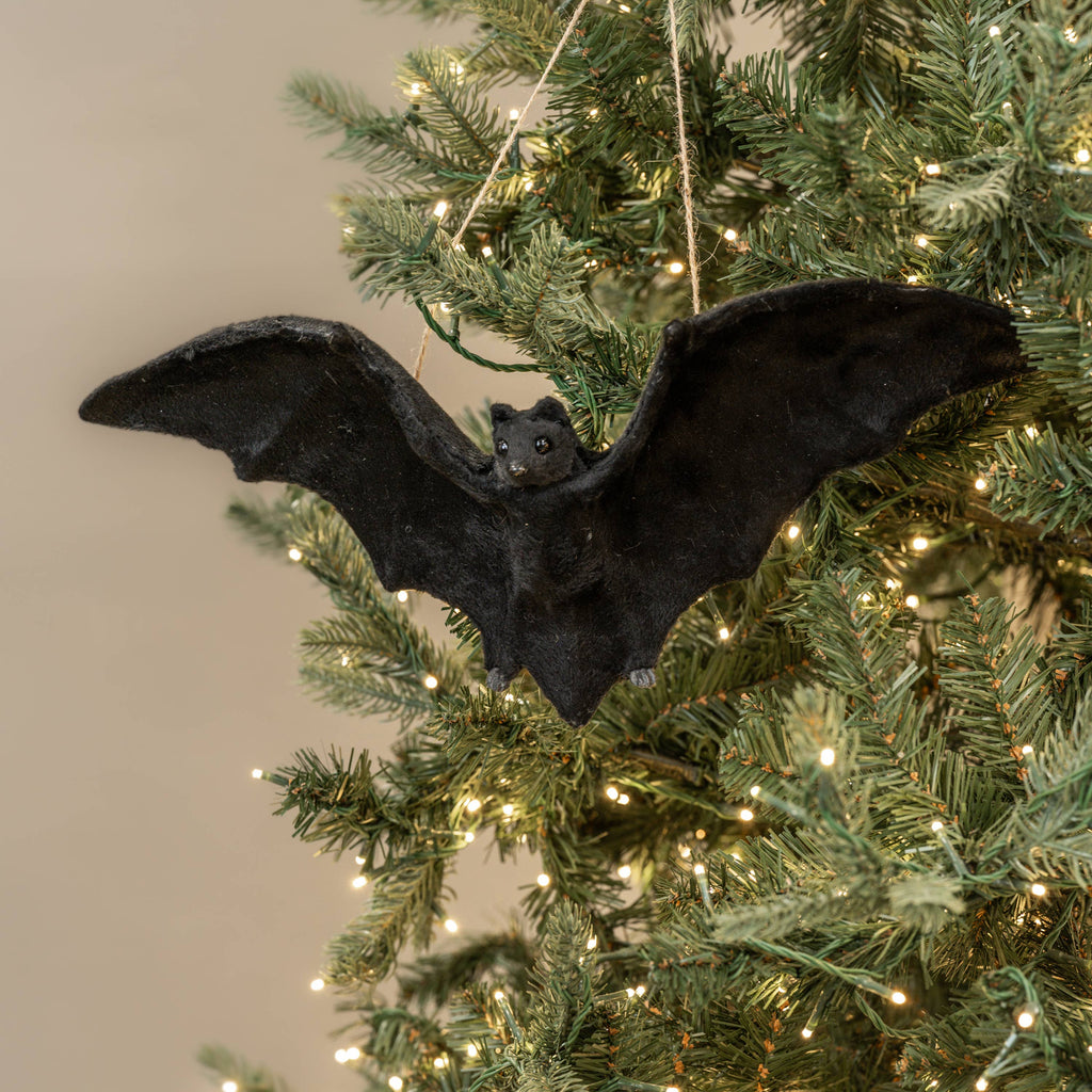 Black Velvet Bat Ornament | 16.75"