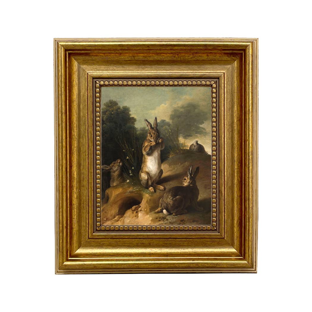 Rabbits in the Landscape Framed Canvas Art