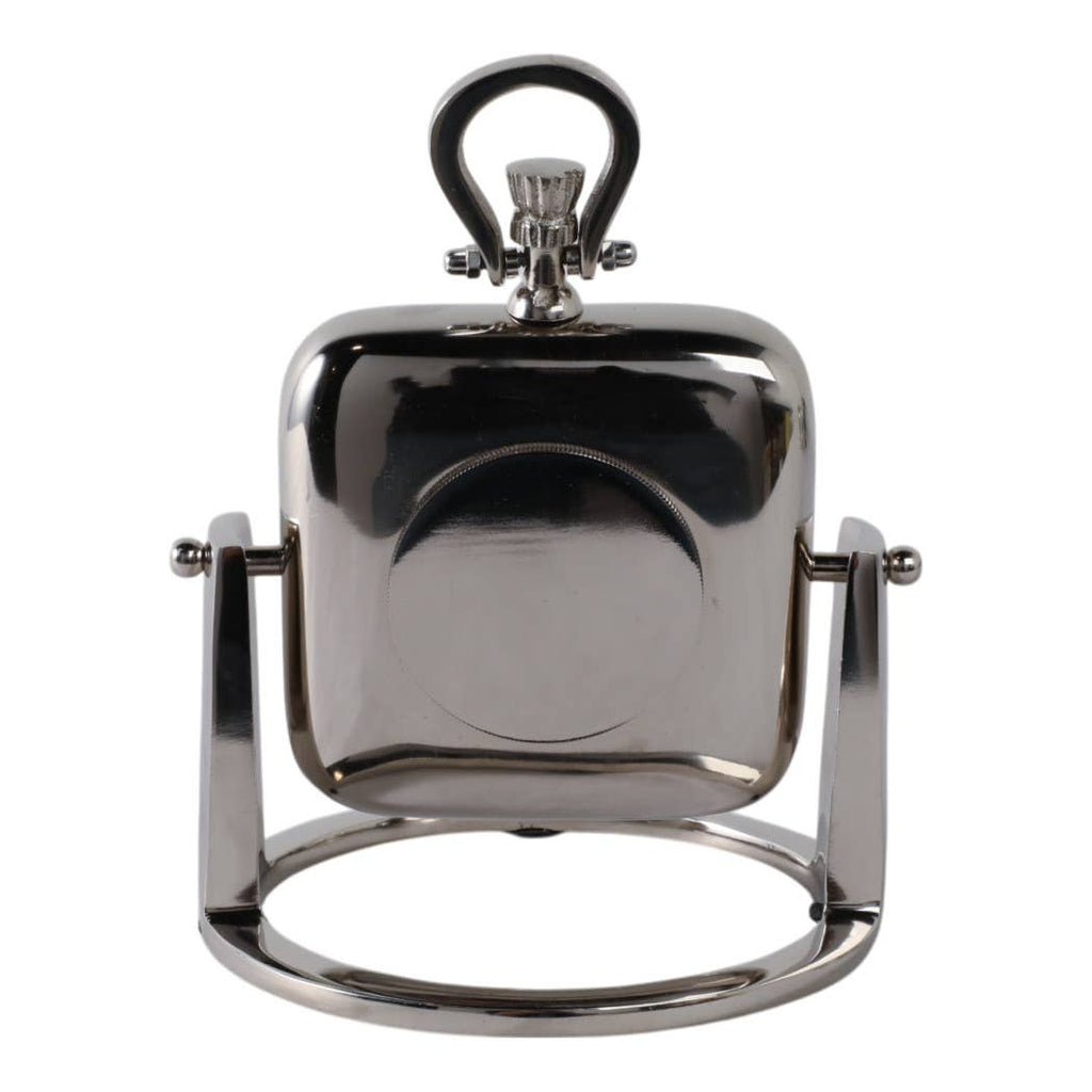 Silver Table Clock with Glass Face, 9 in.