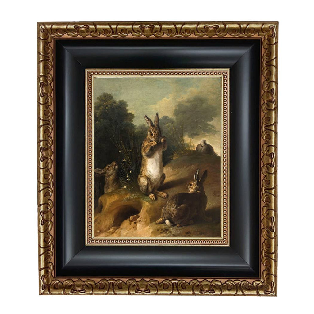 Rabbits in the Landscape Framed Canvas Art