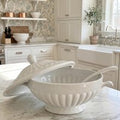 Large White Ironstone Soup Tureen with Lid & Laddle
