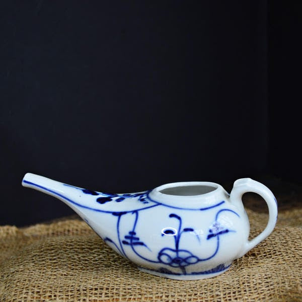 Vintage Blue Onion Porcelain Pouring Vessel